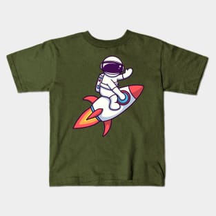 Astronaut Flying On a Rocket Kids T-Shirt